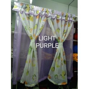 LIGHT PURPLE 1PCS plain Of New Style Kitchen sheers attached  to 2pc sheer And 1.12M Height) Unique Kitchen 3m Sheers