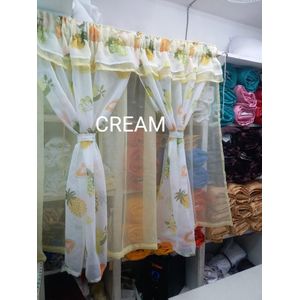 CREAM 1PCS plain Of New Style Kitchen sheers attached  to 2pc sheer And 1.12M Height) Unique Kitchen 3m Sheers