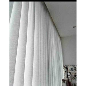 1PC White Heavy Curtain Sheer For Window And Door With Rings 50% Blackout