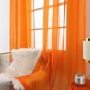 2Pcs New Arrival Orange Sheers with Rod Pocket Header (1.5m+1.5m)