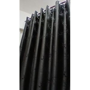 2Pcs New-Arrival Heavy Black Blackout Curtain For Window with Eyelet Header.