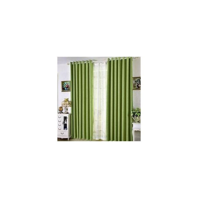 2pcs Blackout Green curtains (1.5m+1.5m) with 1pc heavy white sheer (2m).All panels have an eyelet header and a height of 2.4m