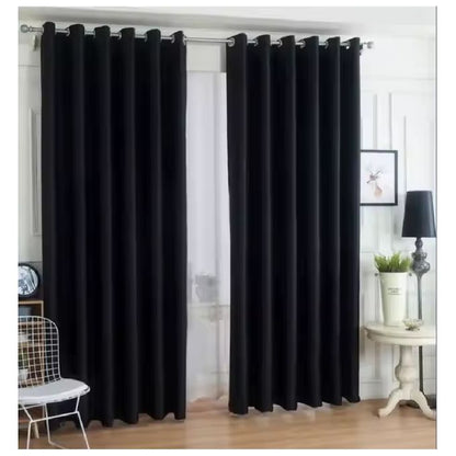 2PCS Modern Black Blackout Window Curtains For Living Room/bedroom/dining Room/study Room/home Office (exclusive Sheer)