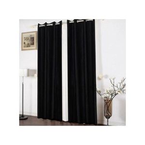 2pcs Blackout Black Curtains (1.5m+1.5m) with 1pc White Heavy Sheer (2m) All Panels Have an Eyelet Header and a height of 2.4m