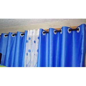 2PCS SKY BLUE CURTAIN 3M(1.5m each)+ 2M FREE floral SHEER ELEGANT LIVING ROOM 