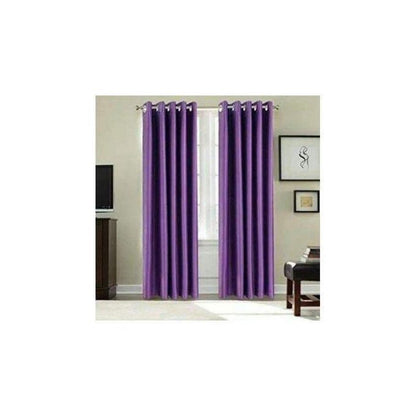 2Pcs Purple Curtains (1.5m+1.5m) with 1Pc White Heavy Sheer (2m), All Panels Have an Eyelet Header and a Height of 2.4m