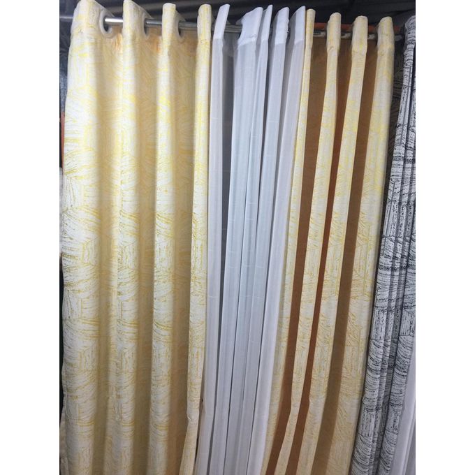 2Pcs New Arrival Blackout Patterned Curtains and Eyelet Header (1.5m Each) with White and Eyelet Header (2m)