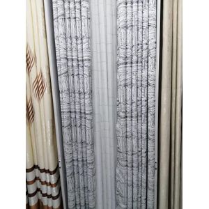 2Pcs Heavy Blackout Curtain Patterns and Eyelet Header (1.5m Each) with White Heavy Sheer with Rod Pocket Header(2m)