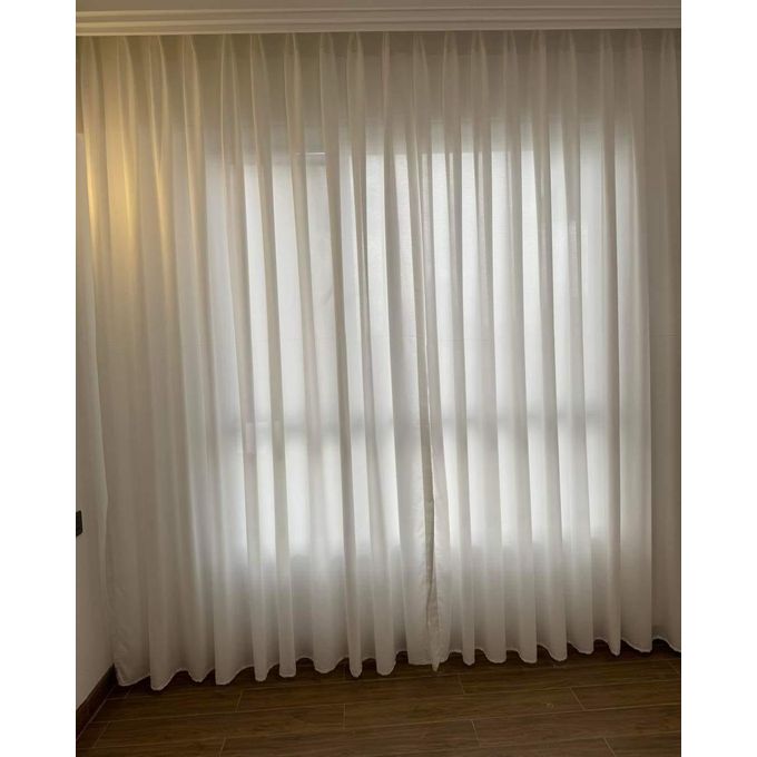 6m Heavy Plain White Sheer with Eyelet Header For use with curtain Rods