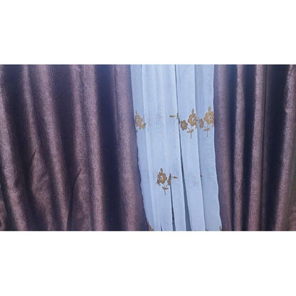 2Pcs BROWN  Curtains 3M (1.5M +1.5M) + 1Pc FREE FROLRAL SHEER (2M) window with a length of 1.5 meters  is best served by a 3-meter curtain.