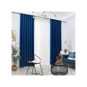 Navy Blue Curtain 2Pcs (1.5m)each 2M White sheer For living room window and door.