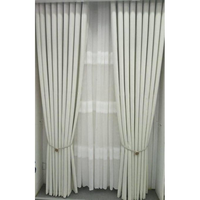 Two Pieces NEW Premium Quality blackout curtains (1.5m+1.5m) with 1pc heavy white sheer (3m+3m) with 1pc white heavy sheer (5m).All panels have an eyelet header and a height of 2.4m