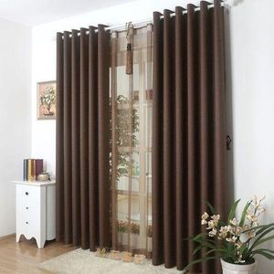 2Pcs (2M Each) Brown Window Curtains For Living Room  + FREE 3M White SHEER