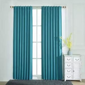 2Pcs Blackout Turquoise Curtains (1.5m+1.5m) with 1pc of Heavy White Sheer (2m), all panels have an Eyelet Header and a Height of 2.4m