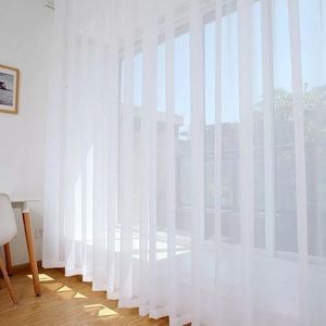 1PC White Sheer For Window And Door With Rod Pocket Header