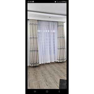 Grey weaves Heavy Curtain  3M(1.5m+1.5m) and 2m sheer 