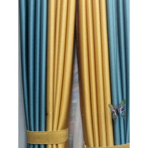 2Pcs Turquoise Blue + 2Pcs Mustard Luxury Window Curtains Measuring 1.5M+1.5M+1.5M+1.5M. Ideal For Living Room/bedroom/dining Room/study Room/home Office (exclusive Sheer). With White Plastic Eyelets