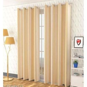 2 Pcs Gold Curtains For Windows (1.5M+1.5M) with 1Pc White Sheer (2M)
