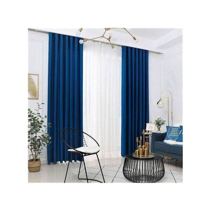 Navy Blue Curtain 2Pcs (1.5m)each 2M White sheer For living room window and door.