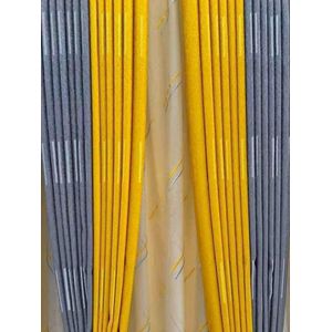  2pc Heavy Grey curtain (2m Each) with 2pc Heavy mustard yellow curtain (2m each), Sheer Excluded