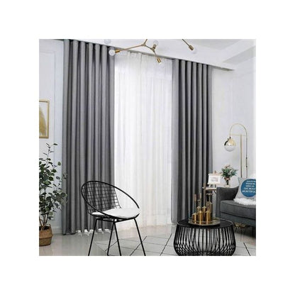 GREY Curtain (3M) (2Panels,each 1.5M) + FREE SHEER