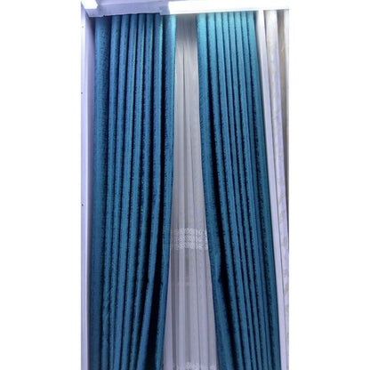 2Pcs Blue Blackout Curtain with eyelet header (2m each) with 1Pc white Sheer with rod pocket header (3m)