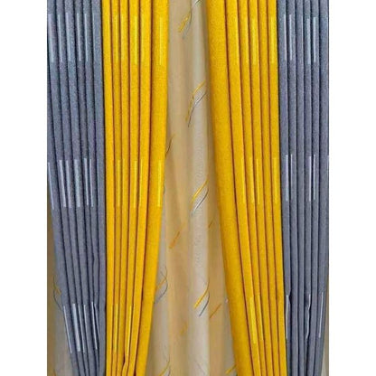 2pc Heavy Grey curtain (2m Each) with 2pc Heavy mustard yellow curtain (2m each), Sheer Excluded