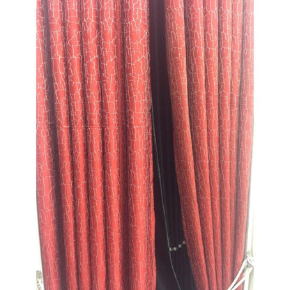 2PCS Modern Window Curtains Red Patterned Measuring 2M+2M With A 1Pc Sheer 3M. Ideal For Living Room/bedroom/dining Room/study Room/home Office (exclusive Sheer). With White Plastic Eyelets