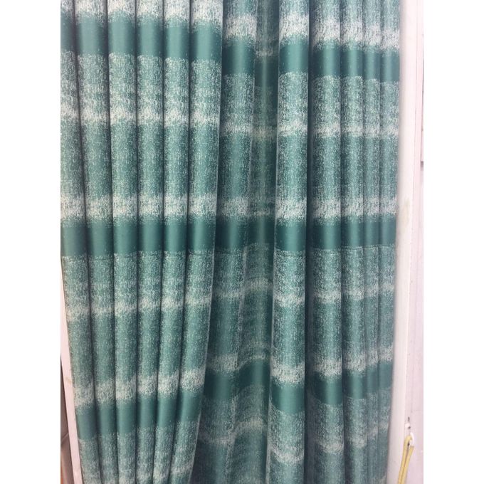 2PCS Modern Window Curtains Green Patterned Measuring 2M+2M With A 1Pc Sheer 3M. Ideal For Living Room/bedroom/dining Room/study Room/home Office (exclusive Sheer). With White Plastic Eyelets