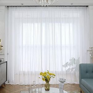 2pcs New Arrival White Sheers with Rod Pocket Header (1.m+1.5m)