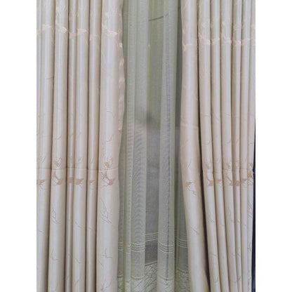 2PCS Modern Window Curtains Beige With Patterns Measuring 1M+1M With A 1Pc FREE Sheer 1.5M. Ideal For Living Room/bedroom/dining Room/study Room/home Office