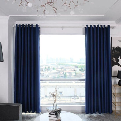 Navy Blue Curtain 2Pcs (1.5m)each 2M White sheer For living room window and door.