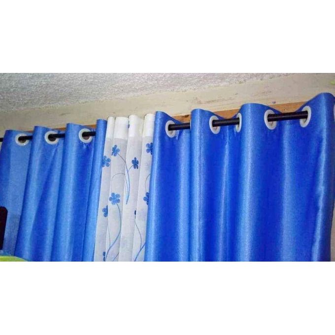 2PCS SKY BLUE CURTAIN 3M(1.5m each)+ 2M FREE floral SHEER ELEGANT LIVING ROOM