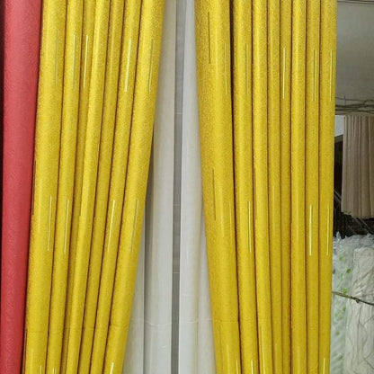 2Pcs Heavy Blackout Curtain Mustard Yellow and Eyelet Header (1.5m Each) with White Heavy Sheer with Rod Pocket Header(2m)
