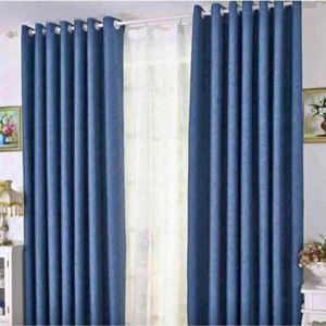 2pcs of Navy Blue Blackout Curtain with a Sheer For Living Room Window And Door
