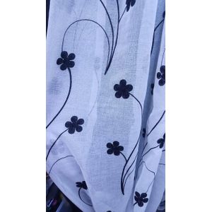 2M ROD POCKET HEADER DESIGN WHITE AND FLORAL SHEER COLOUR AT THE VARIATION FOR DOOR AND SMALL WINDOW.