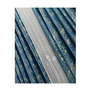 2Pc NEW Blue VELVET Modern Curtains (1.5m+1.5m) with 1pc of Heavy White Sheer (2m), All Panels have an Eyelet Header and a Height of 2.4