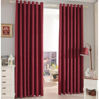 2pcs Blackout Maroon curtains (1.5m+1.5m) with 1pc heavy white sheer (2m).All panels have an eyelet header and a height of 2.4m