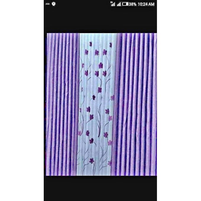 2PCS PURPLE CURTAIN 3M(1.5m each)+ 2M FREE floral SHEER ELEGANT LIVING ROOM
