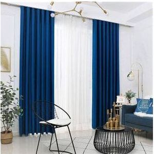 2Pcs NEW FASHION ROYAL BLUE CURTAINS AND WHITE HEAVY SHEER For Living Room/ Dinning , Bedroom Windows And Doors.