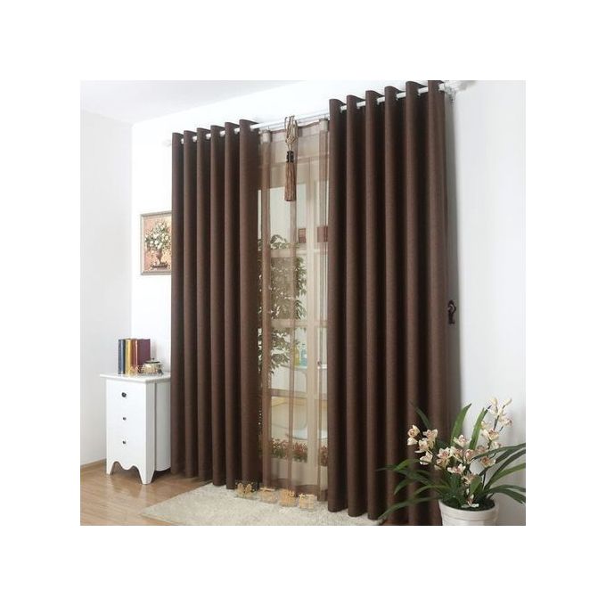 Brown Curtains  (3M) (2Panels, Each 1.5M) +FREE SHEER.