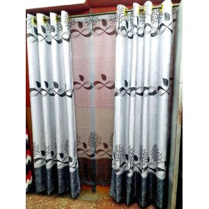 Heavy GREY  CURTAIN COMES IN A PACKAGE OF 2pcs curtain and 1pc FREE sheer