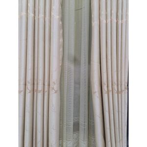 2PCS Modern Window Curtains Beige With Patterns Measuring 1.5M+1.5M With A 1Pc FREE Sheer 2M. Ideal For Living Room/bedroom/dining Room/study Room/home Office