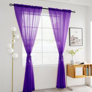 Purple Sheer For Living Window And Door 
