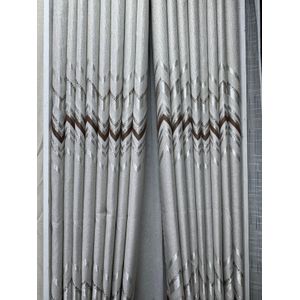 2Pcs Superb Quality Heavy Fabric Cream With Brown Patterns Curtains For Home Window and Door. They Come with Eyelet Header and a height of 2.25m