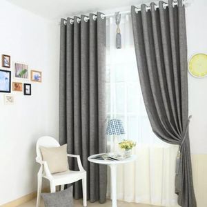 2Pcs Grey Curtains (1.5m+1.5m) with 1Pc White Heavy Sheer (2m), All Panels Have an Eyelet Header and a Height of 2.4m