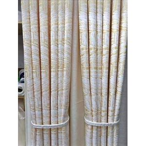 2Pcs Premium Heavy Durable Curtain Cream and Gold Patterns