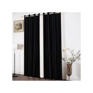 2PCS BLACK BLACKOUT CURTAINS (1.5M Each) And 1 PC Of 2M WHITE SHEER Good For Living Room Window And Door.