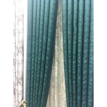 2PCS Modern Window Curtains Emotive Green Patterned Measuring 2M+2M With A 1Pc Sheer 3M. Ideal For Living Room/bedroom/dining Room/study Room/home Office (exclusive Sheer). With White Plastic Eyelets