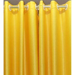 2Pcs Mustard Yellow Curtains 1.5M Each + 1Pc WHITE SHEER 2M